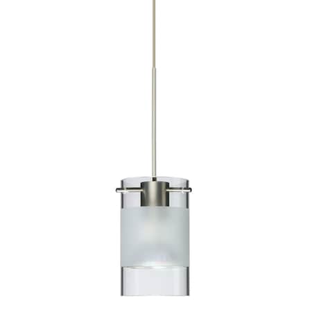 Besa Lighting Scope Cord Pendant, Clear/Frost, Satin Nickel Finish, 1x50W Halogen 1XT-6524EC-SN